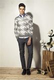 Spring Round Neck Patterned Knit Men Sweater