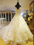 2017 Custom Size Train A-Line Bridal Wedding Dresses Rfl004