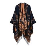 Warm Geometic Jacquard Winter Cape / Shawl in 100% Acrylic (H10)