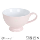22oz Soup Mug Inside White Outside Pink with Engraved Star