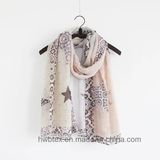 Wholesale Cheap Circle&Star Printed Long Polyester Lady Scarf (HWBPS206)