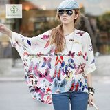 New Design Chiffion Batwing Loose Women Shirt Factory Direct