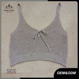 Ladies Knitted Lace up Crop Cami Sweater Top
