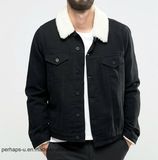 Men 's Fall Winter New Lapel Long Sleeve Denim Warm Jacket