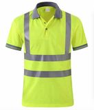 Custom Reflective Striped High Visibility Workwear Traffic safety Polo Shirt