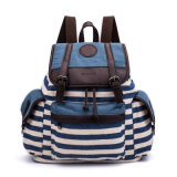 Fashion Canvas with PU Backpack Day-Pack School Backpack