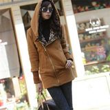 Hot Sale Women Long Slim Zip Hoodie Sweatshirt Outwear