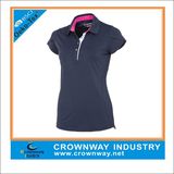 Women's Stripe Golf Polo Shirt with Cap Sleeve