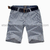 Black and White 100% Cotton Men's Shorts for Plaids (MBE311215)