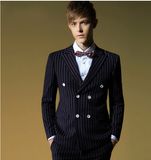 100% Wool Men's Wedding Dress Black Suit