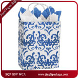 Classicality Blue Shoppers Customized Colorful White Kraft Paper Bag for Garment
