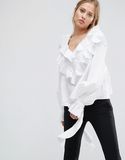 Ladies Collarless Blouse with Long Sleeve Blouse