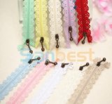 Lace Resin Zippers with Silver Teeth and Beautiful Colors