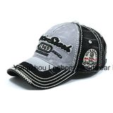 Enzyme Stone Wash Denim Flet Applique Golf Baseball Cap