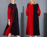 Ladies Winter Coat with Gradual Change Color Long Coat