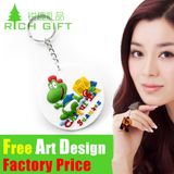 Fashion Design 3D on One Side PVC/Rubber Keychain House Handbag