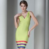 Lady V Neck Bandage Skirt Sexy Sleeveless Back