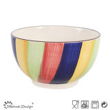14cm Ceramic Bowl Hand Painted Rainbow Glaze Design