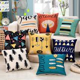 Thick Cotton Linen Printed Decorative Sofa Cushion Cover Throw Pillow Case 150g