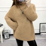 Solid Color High Collar Thick Wool Sweater (BTQ229)