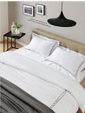 4 Pieces White Full Cotton Hotel Use Stain Print Bedding Sets