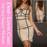 Apricot Textured Spaghetti Straps Bodycon Dress