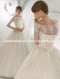 off Shoulder Long Sleeve A-Line Lace Organza Bridal Wedding Dress H13165