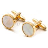 VAGULA Gold Plated Seashell Round Cufflink 718