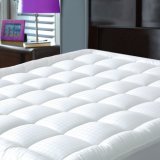 Mattress Pad Cover with Fitted Skirt - Hypoallergenic - Cotton Down Alternative Filled Mattress Topper, King