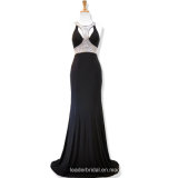 Beaded Evening Dresses Halter Spandex Hollow Back Party Prom Dresses A2319