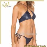Two Pieces Swimwear Sexy Open Lady Leather Micro Mini Bikini