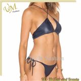 Two Pieces Swimwear Sexy Open Lady Leather Micro Mini Bikini