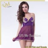 Purple Chiffon Bowknot Sexy Pajamas Lingerie for Girls