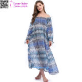 Women Summer Celeb Style Long Sleeve Maxi Long Beach Dress Ty1021