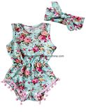 Baby-Girls Sleeveless Tassel Romper + Headband Esg10181