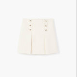 Cotton-Blend Fabric Double-Breasted Skirt