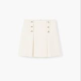 Cotton-Blend Fabric Double-Breasted Skirt