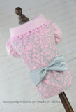 Fashion Bowtie Flower Pattern Pink Princess Wollen Pet Clothes