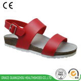 Red Women Health Leather Sandals Lady Comforable Sandals with Arch Support