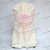 Hotel Banquet Table and Chair Cover with Crystal Pink Streamers Ribbon Sash Yc-091