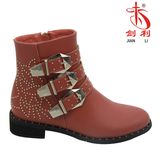 Latest Elegant Buckle Flat Lady Boots Women Footwear (AB612)