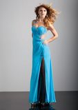 Beaded Chiffon One Shoulder Open Back Fashion Long Prom Dresses (PD3049)