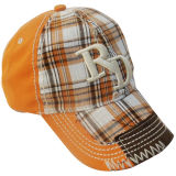 Custom Washed Checker Fabric Baseball Cap with 3D Logo Gjwd1710