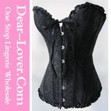 Women Sexy Black Steel Bone Corset