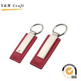 High Quality Printable Rectangular Shape Custom Metal & Leather Key Chain