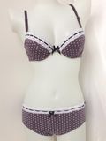 Lovely Polka Dots with Nice Lace Trim Underwear Bra Set