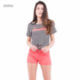 High Waist Cotton Stripe Sport Wear T Shirt