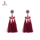 New Fashion Retro Crystal Studded Flower Shaped Tassel Women's Earrings