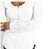 Fashion Lace Sleeve Round Collar Slim Women's T Shirts