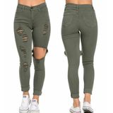 2016 Custom Cotton Women Fashion Destressed Denim Jeans